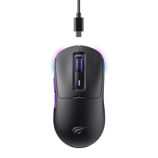 Langaton pelihiiri HAVIT MS969WB, RGB, 1000DPI - 16000DPI, BT / Wi-Fi / Langallinen, Musta