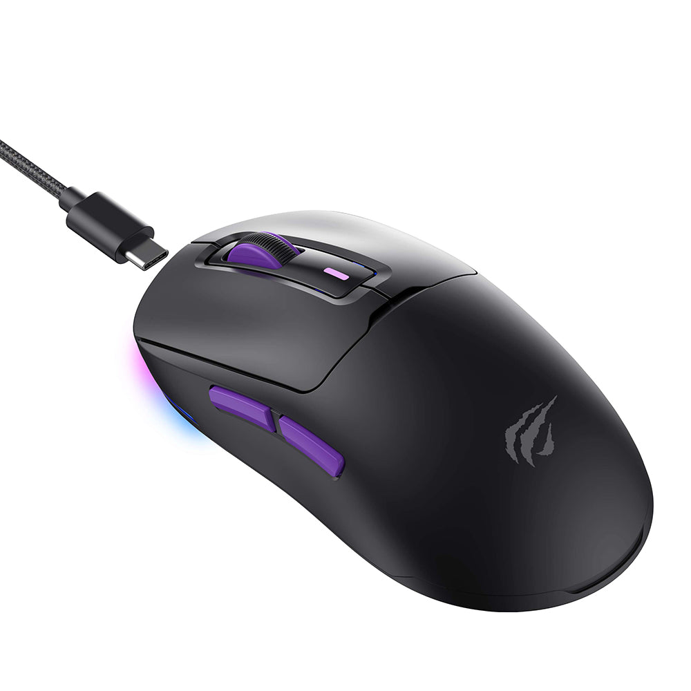 Langaton pelihiiri HAVIT MS969WB, RGB, 1000DPI - 16000DPI, BT / Wi-Fi / Langallinen, Musta