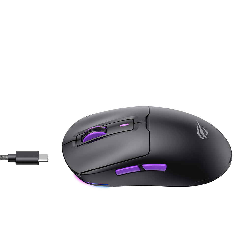 Langaton pelihiiri HAVIT MS969WB, RGB, 1000DPI - 16000DPI, BT / Wi-Fi / Langallinen, Musta