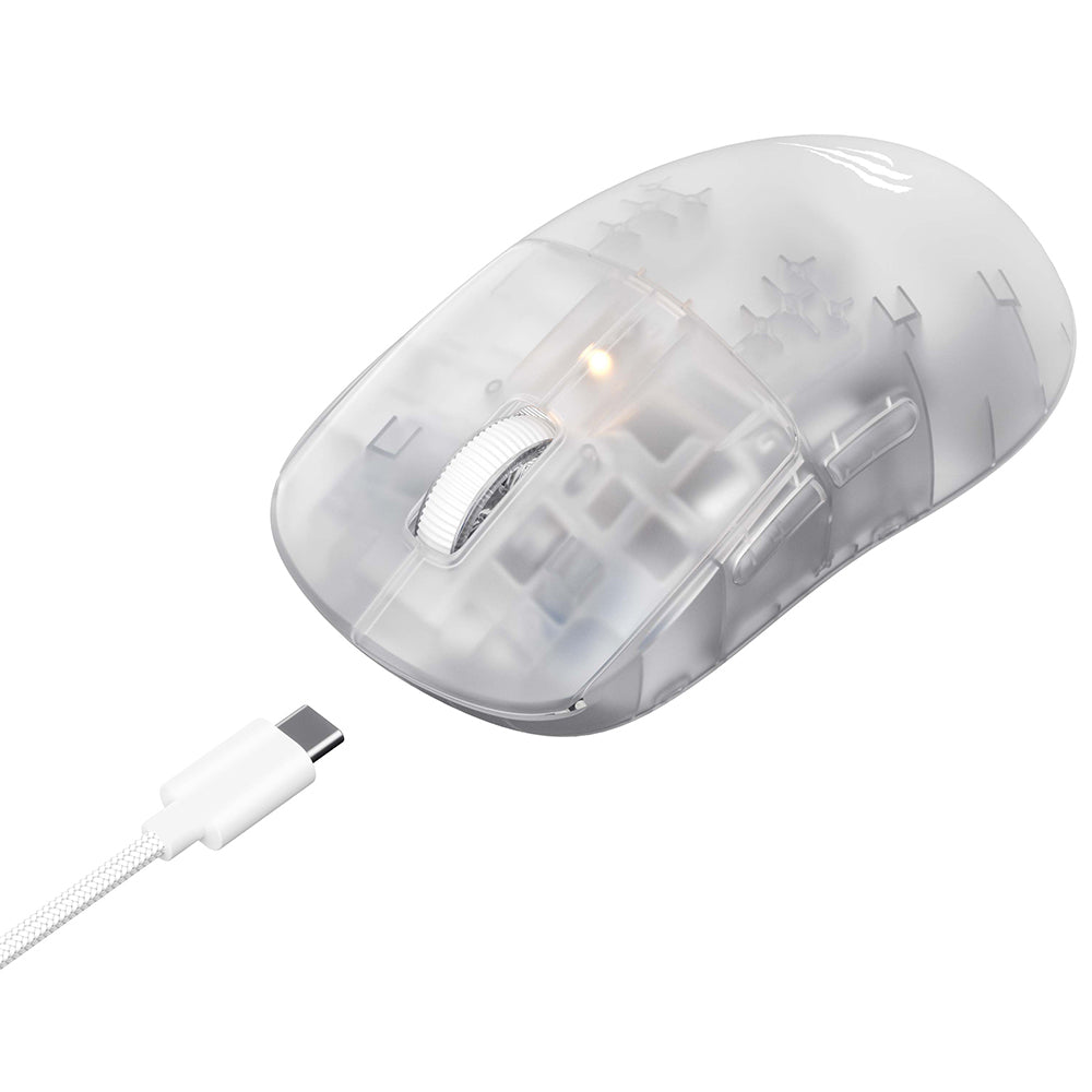 Langaton pelihiiri HAVIT MS970WB Pro, 800DPI - 12000DPI, BT / Wi-Fi / Langallinen, Läpinäkyvä Valkoinen