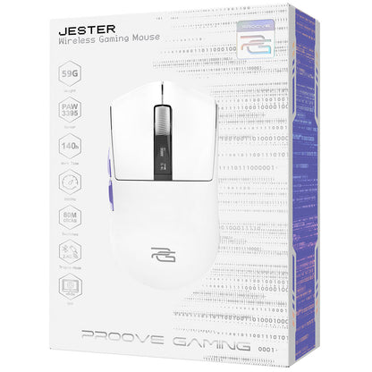 Langaton pelihiiri Proove Jester, 800DPI - 26000DPI, OLED-näyttö, Valkoinen WMJS00022002