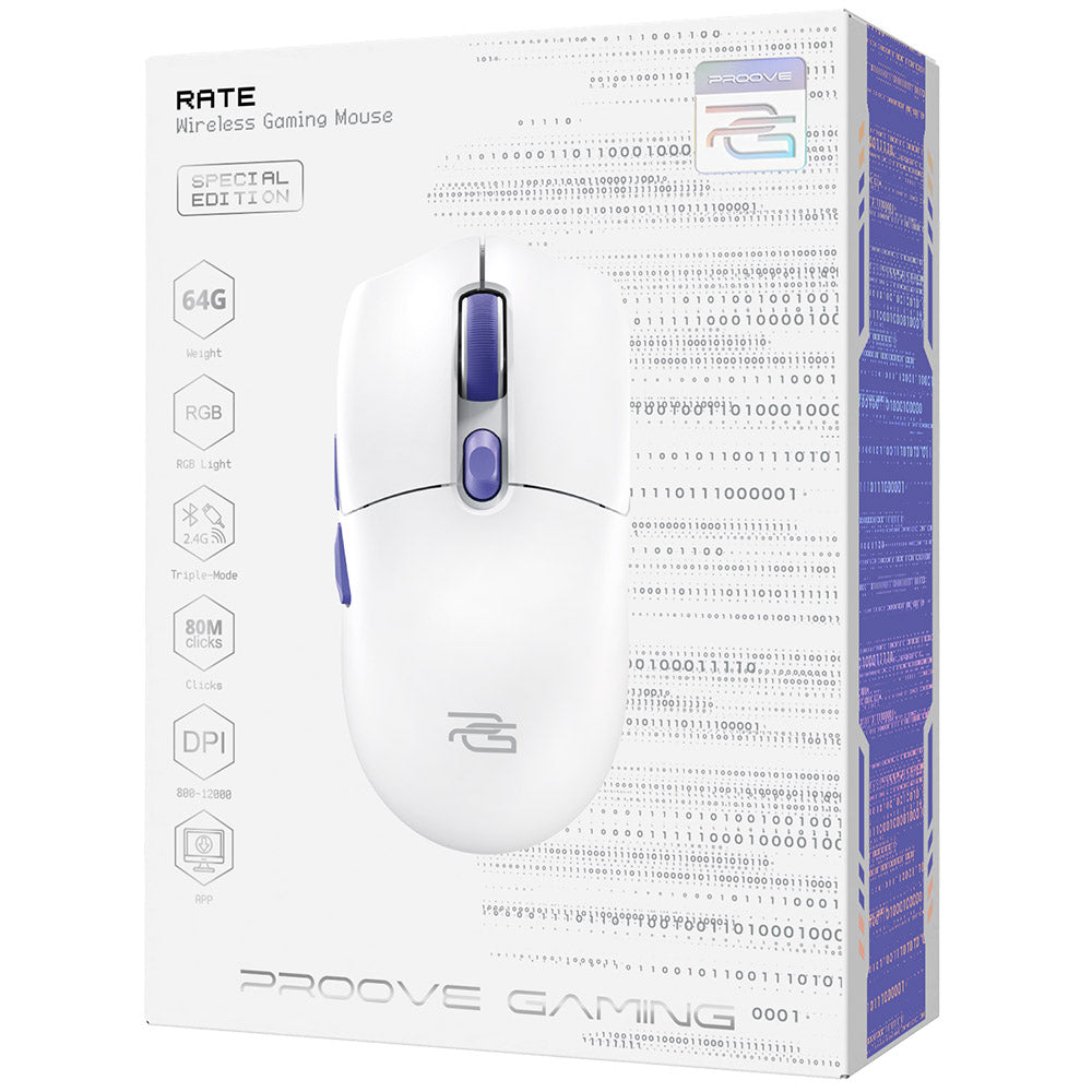 Langaton pelihiiri Proove Rate Special Edition, 800DPI - 12000DPI, Valkoinen CMRTWRS03002