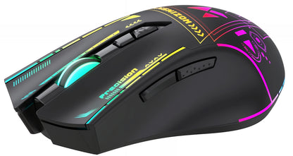 Langaton pelihiiri WZK WMGB-3200, 3200DPI, RGB, Musta