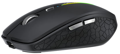 Langaton pelihiiri WZK WMGK-1132, 1600DPI, RGB, BT / Wi-Fi, Musta