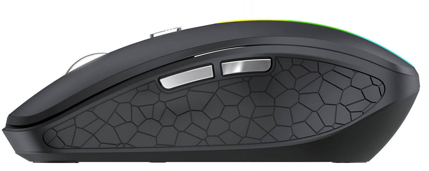 Langaton pelihiiri WZK WMGK-1132, 1600DPI, RGB, BT / Wi-Fi, Musta