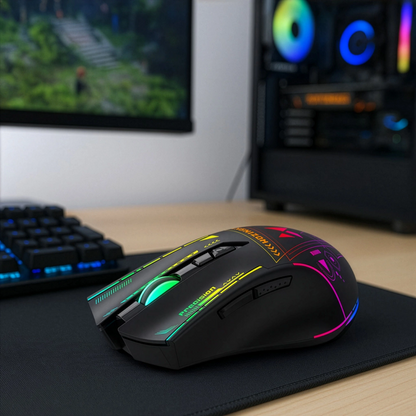 Langaton pelihiiri WZK WMGB-3200, 3200DPI, RGB, Musta