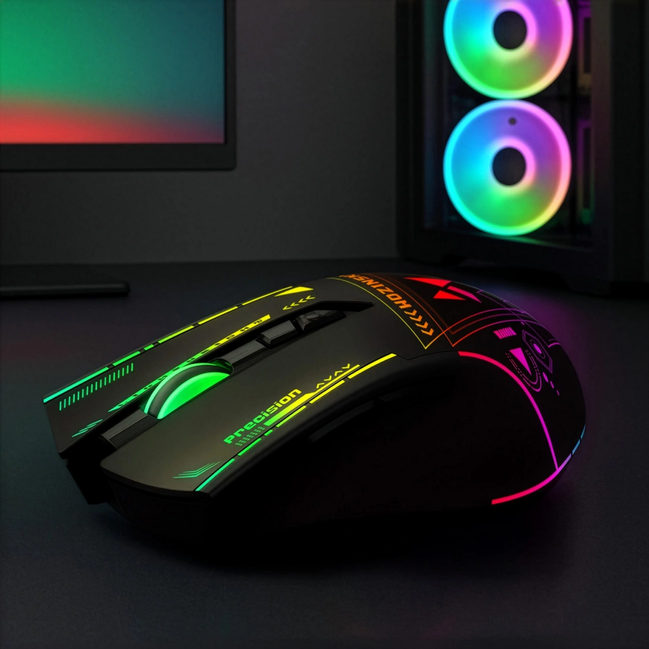 Langaton pelihiiri WZK WMGB-3200, 3200DPI, RGB, Musta