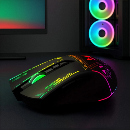 Langaton pelihiiri WZK WMGB-3200, 3200DPI, RGB, Musta