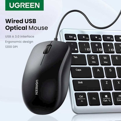 UGREEN MU007 langallinen USB-hiiri, 1200DPI, 1.5m, musta