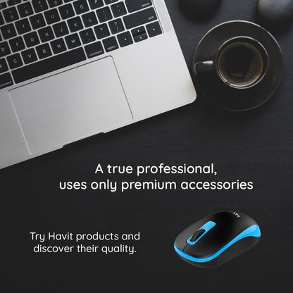 HAVIT MS626GT Wireless Mouse, 1200DPI, Black Blue