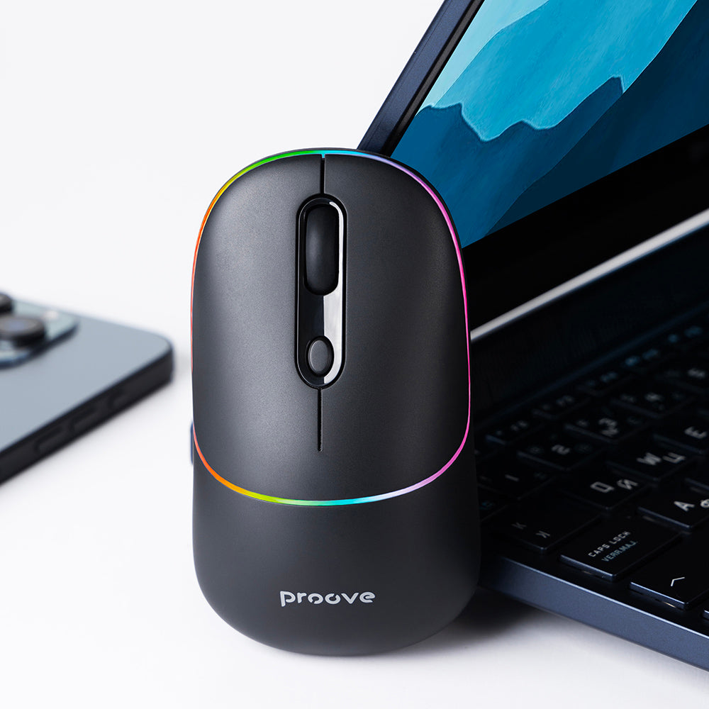 Langaton hiiri Proove Blink, RGB, 800DPI - 1600DPI, BT / Wi-Fi, Musta WMBL00002001