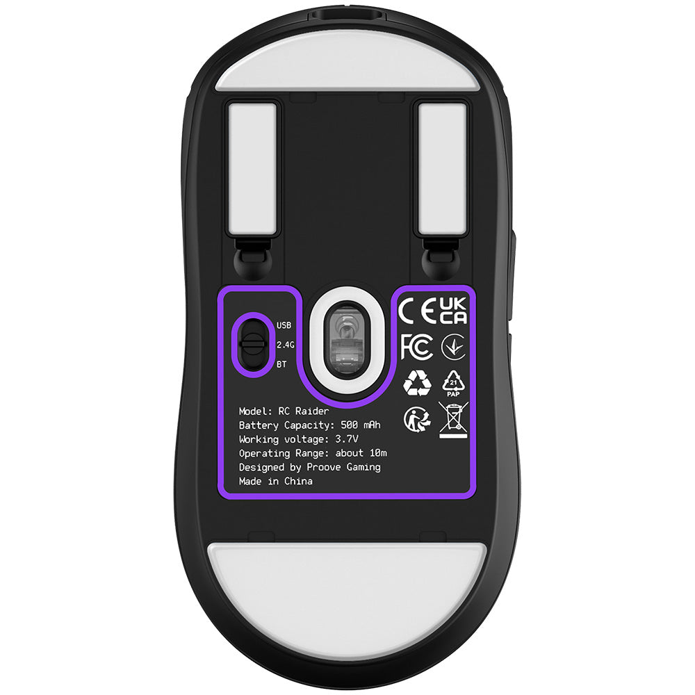 Langaton hiiri Proove RC Raider 8K, 800DPI - 32000DPI, BT / Wi-Fi / Wired, Musta WMRR00122001