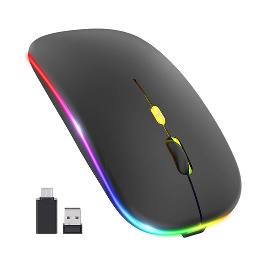 Langaton hiiri Techsuit M1, RGB, 1600DPI, BT / Wi-Fi, Musta