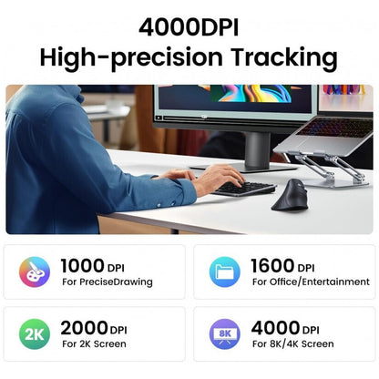 UGREEN MU008 langaton hiiri, 4000DPI, musta