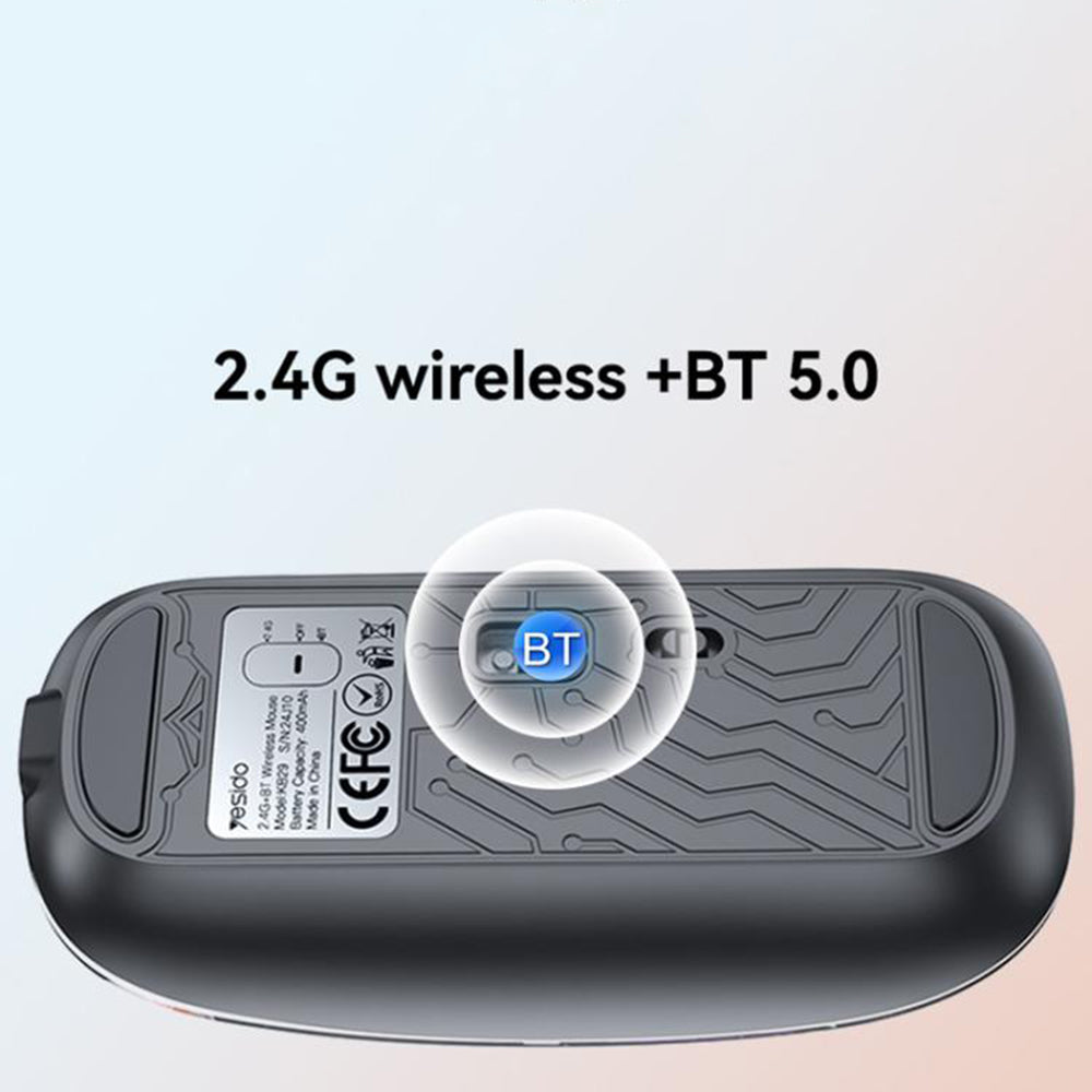 Langaton hiiri Yesido KB29, 800DPI - 1600DPI, BT / Wi-Fi, Valkoinen