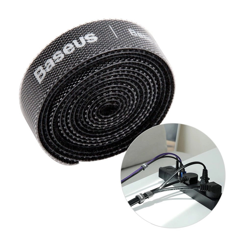 Baseus Circle Kaapelien Järjestäjä, Velcro, 1m, Musta ACMGT-E01
