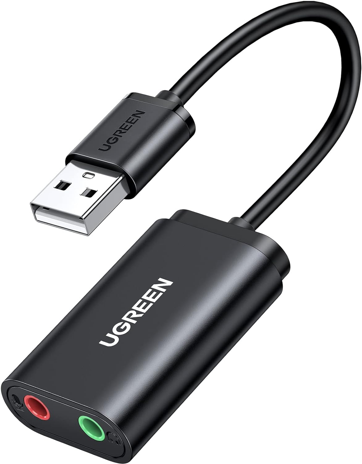 USB-äänikortti UGREEN US205, 2 x 3,5 mm liitin, musta 