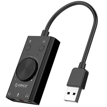 Orico SC2 USB-äänikortti, 3 x 3,5 mm liitin, Musta