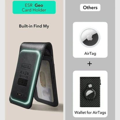 ESR Classic Geo Carbon -lompakko, jossa Find My -toiminto ja RFID-suojaus, Musta
