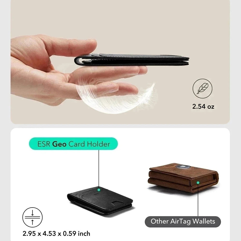 ESR Classic Geo Carbon -lompakko, jossa Find My -toiminto ja RFID-suojaus, Musta