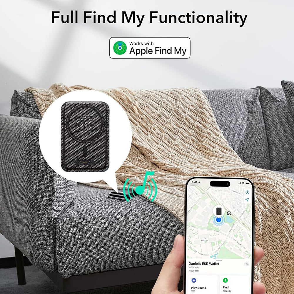 Magsafe-lompakko, ESR, Classic Geo Carbon, Musta