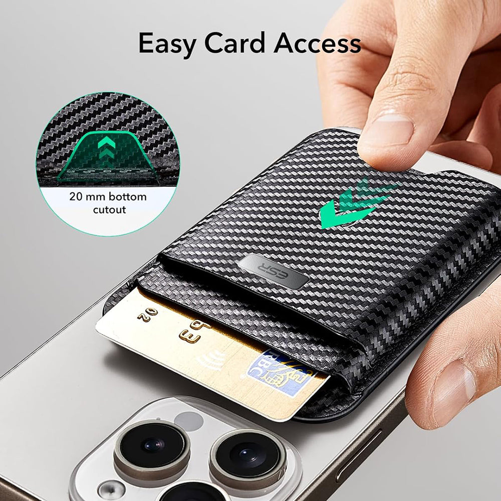 Magsafe-lompakko, ESR, Classic Geo Carbon, Musta