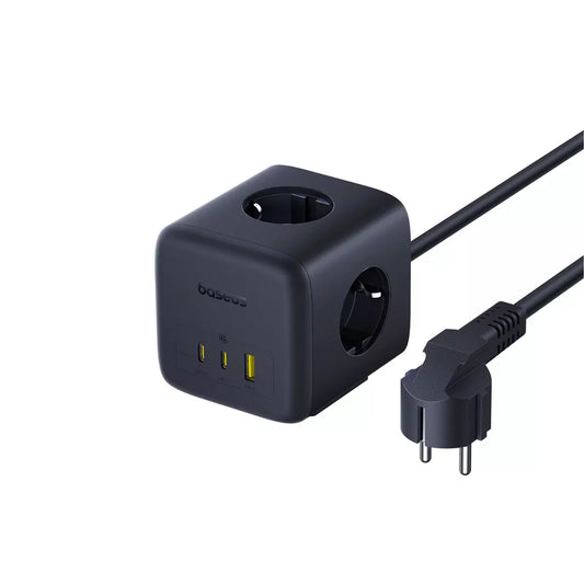 Baseus EnerFill FA11 -jatkojohto, 67W, 3.35A, 1 x USB-A - 2 x USB-C - 3 x Schuko, Musta E00082100123-00