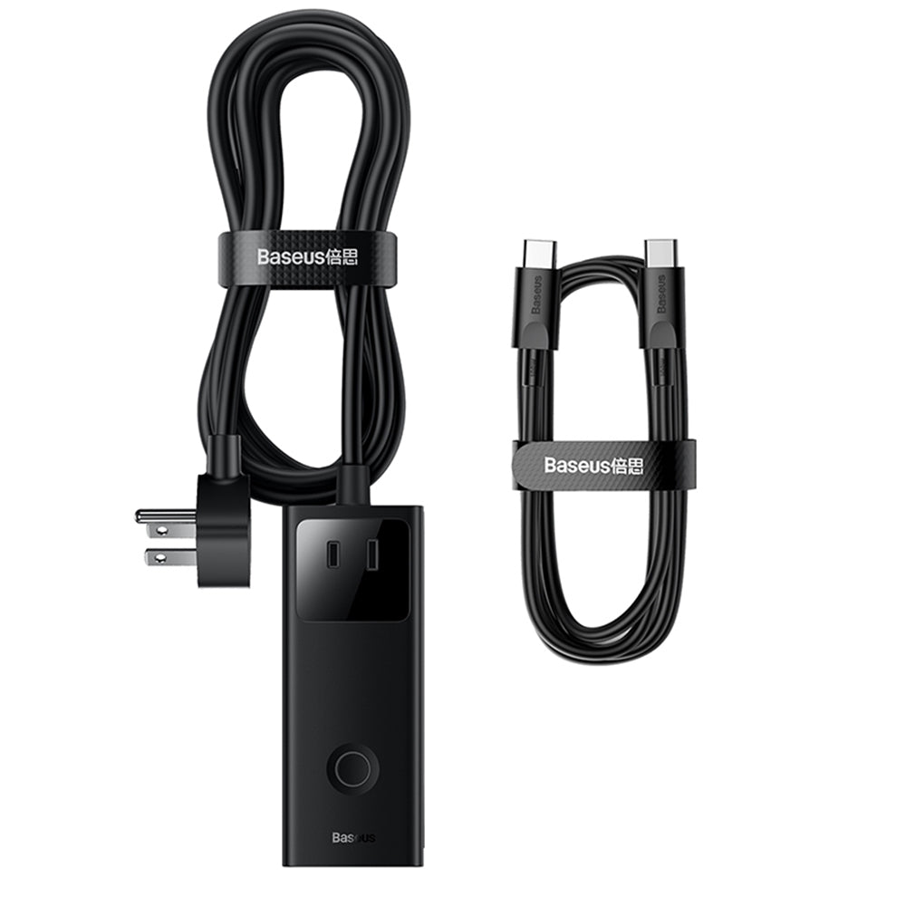 Baseus PowerCombo US -jatkojohto, 3 x pistorasia, musta PSLA020101