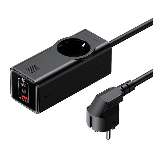 McDodo CH-4620 jatkojohto, 1 x Schuko - 1 x USB-A - 2 x USB-C, Musta