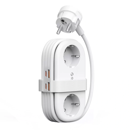 Orico AP3 jatkojohto, 2 x Schuko - 2 x USB-A - 2 x USB-C, Valkoinen