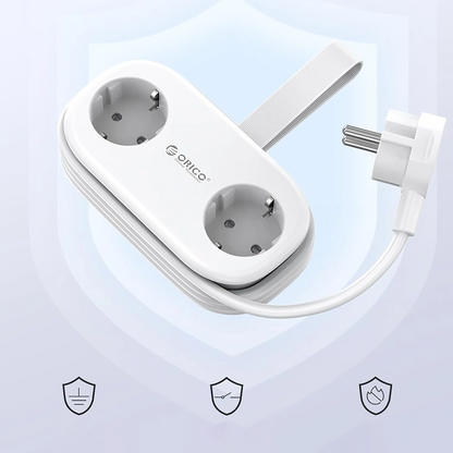 Orico AP3 jatkojohto, 2 x Schuko - 2 x USB-A - 2 x USB-C, Valkoinen