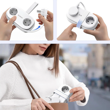 Orico AP3 jatkojohto, 2 x Schuko - 2 x USB-A - 2 x USB-C, Valkoinen
