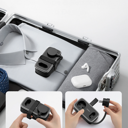 Orico APP jatkojohto, 1 x Schuko - 1 x pistorasia - 2 x USB-A - 1 x USB-C, Musta Harmaa