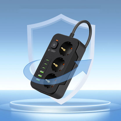 Jatkojohto Tech-Protect PC3X6, 3 x Schuko, Musta