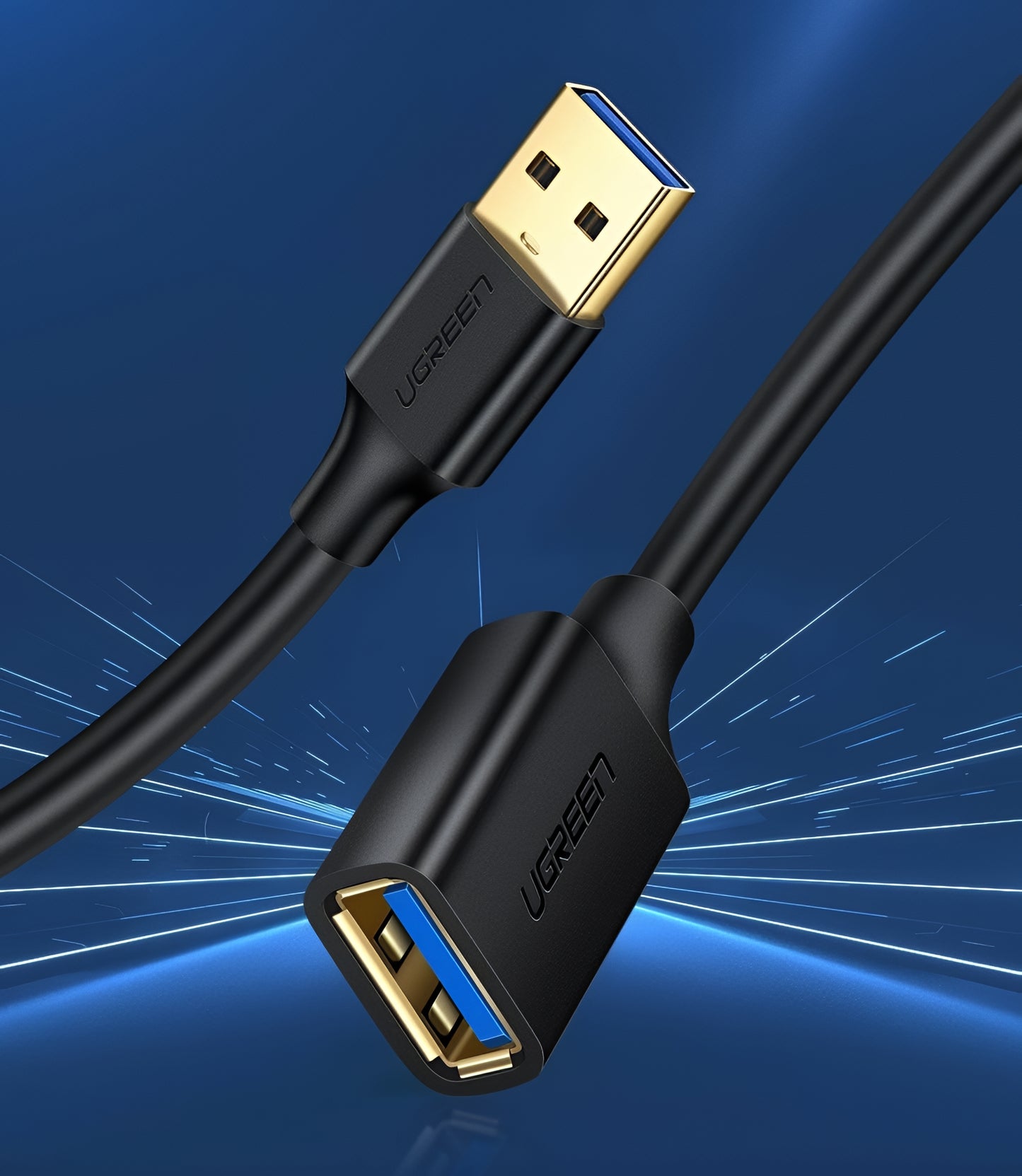 UGREEN US129 USB 3.0 -jatkokaapeli, 2m, Musta
