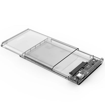 Orico 2139C3 -kotelo HDD/SSD SATA 2,5 tuumaa, USB-C, läpinäkyvä