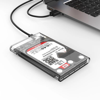 Orico 2139C3 -kotelo HDD/SSD SATA 2,5 tuumaa, USB-C, läpinäkyvä