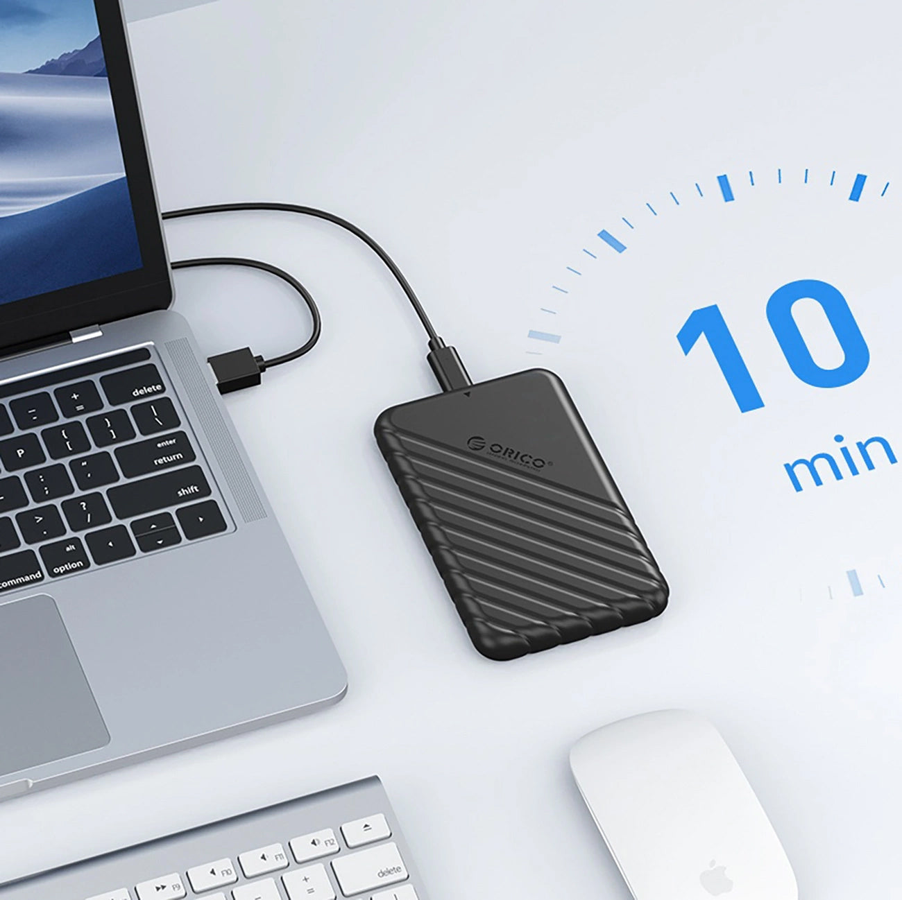 Orico 25PW1C-C3-kotelo HDD/SSD SATA 2,5 tuumaa varten, USB-C, musta