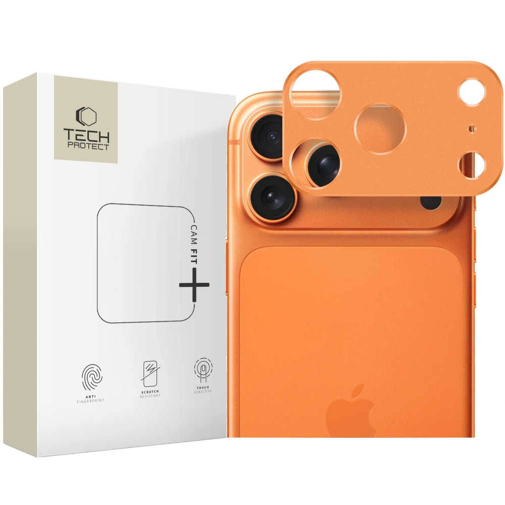 Suojakehys Tech-Protect Camalloy Fit+ Apple iPhone 17 Pro:n takakameralle, Alumiini, Oranssi