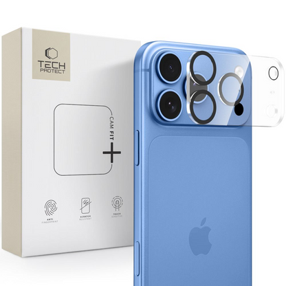 Tech-Protect Cam Fit+ takakameran suojakehys Apple iPhone 18 Prolle, karkaistu lasi, läpinäkyvä