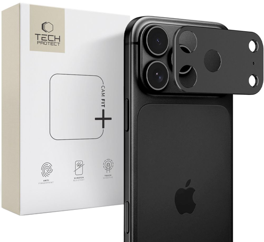 Tech-Protect Camalloy Fit+ takakameran suojakehys Apple iPhone 18 Pro Maxille, alumiini, musta