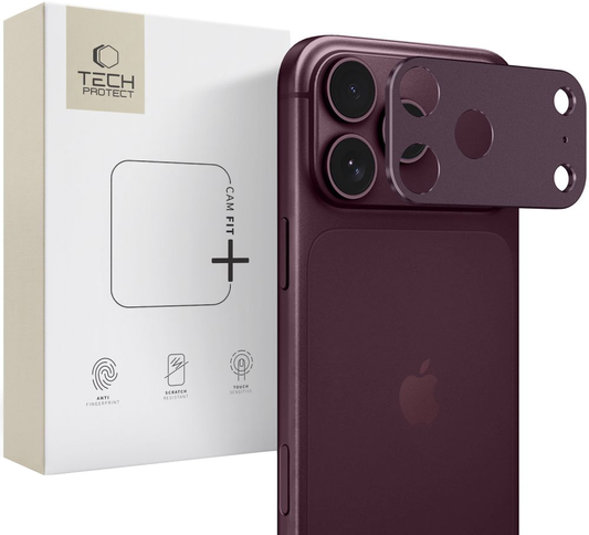 Tech-Protect Camalloy Fit+ -suojakehys takakameralle Apple iPhone 18 Pro -puhelimeen, alumiinia, viininpunainen