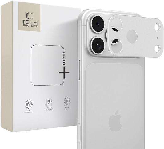 Tech-Protect Camalloy Fit+ -suojakehys Apple iPhone 18 Pro Max -puhelimen takakameralle, alumiinia, hopeanvärinen
