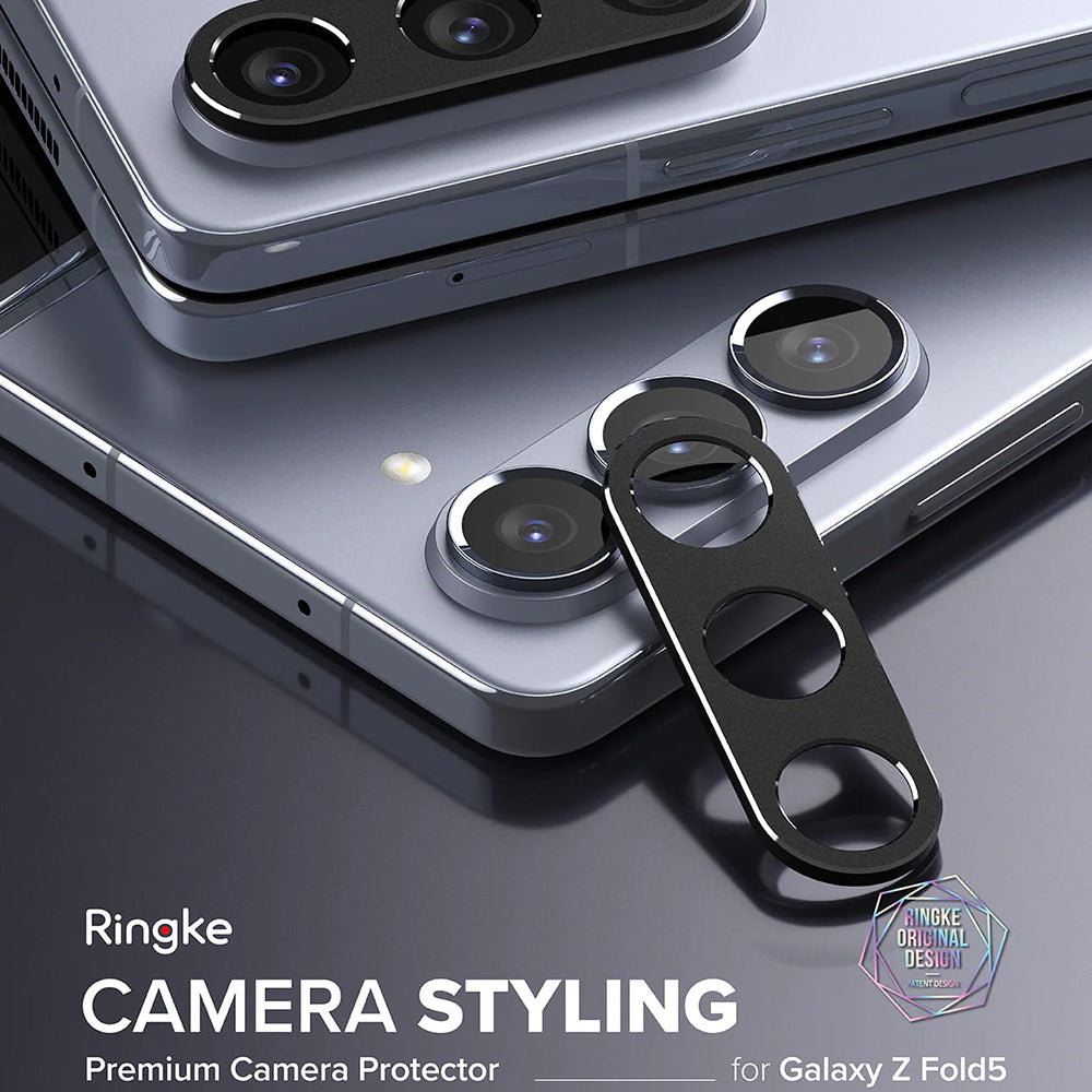 Ringke Styling -takakameran suojakehys Samsung Galaxy Z Fold5 F946:lle, Alumiini, Musta