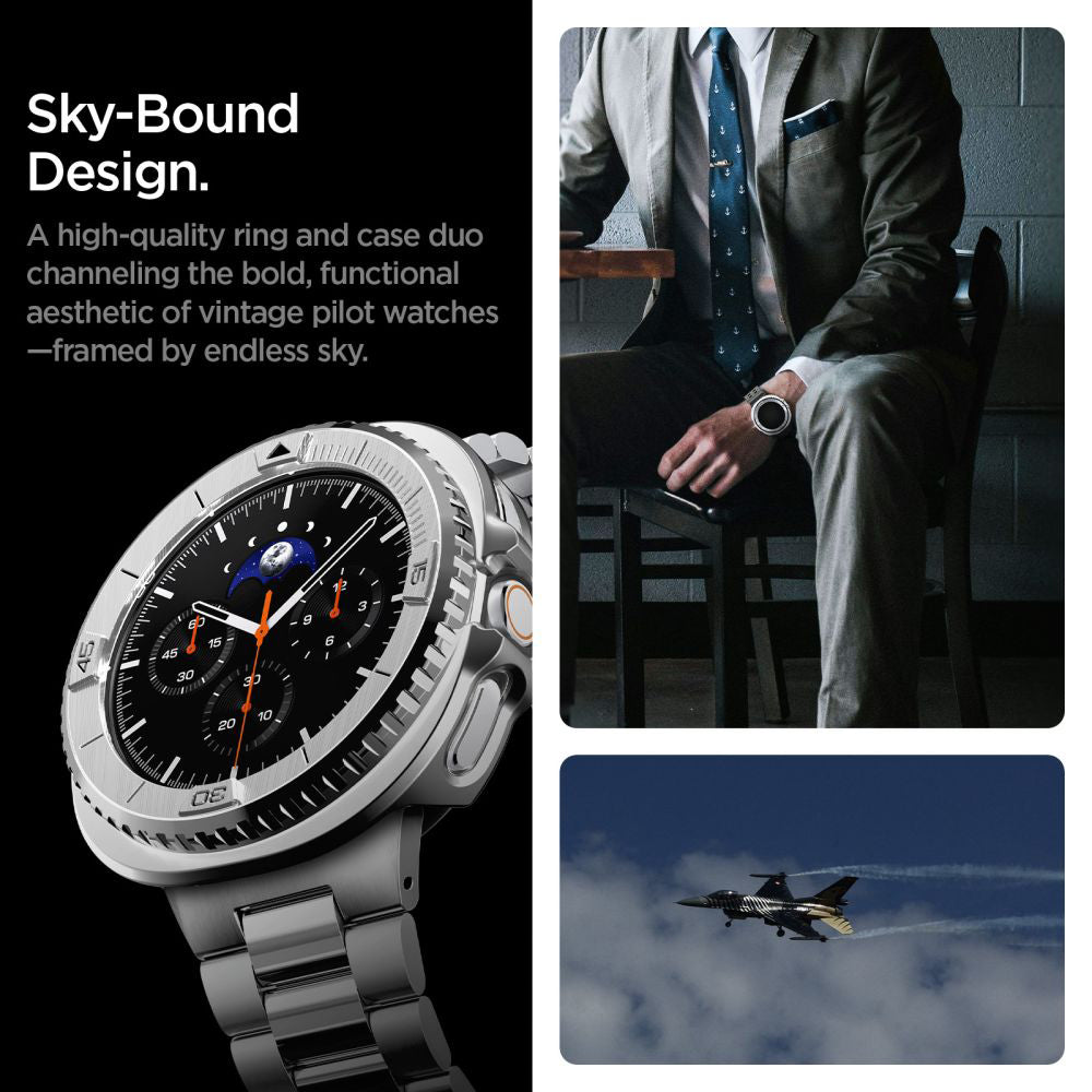 Spigen Tune Pro Pilot Protection Frame for Samsung Galaxy Watch8 Classic, Silver ACS10017