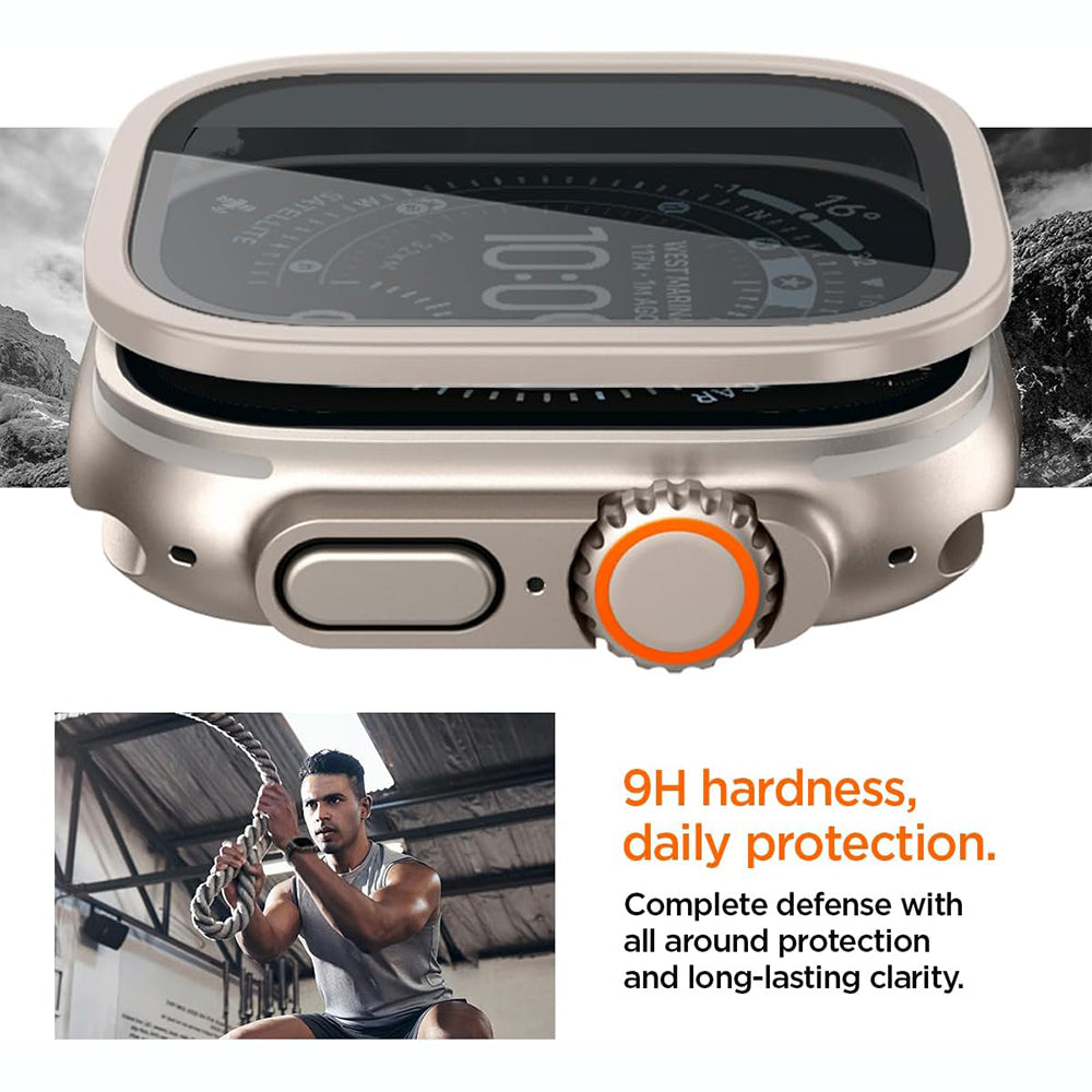Spigen Tune with Glass Protective Case for Apple Watch Ultra Series, Silver ACS11595