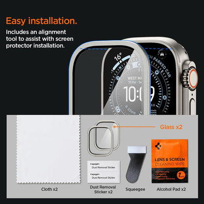 Spigen Tune with Glass Protective Case for Apple Watch Ultra Series, Silver ACS11595
