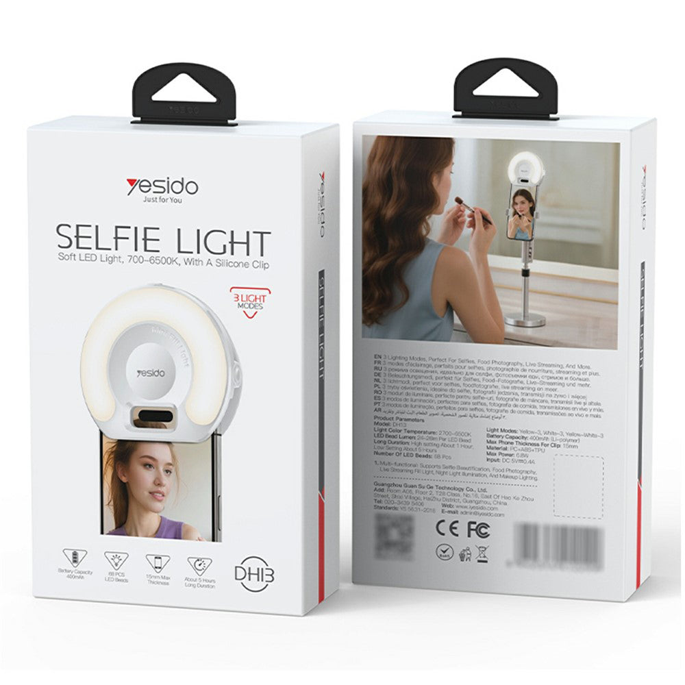 Selfie Light Yesido DH13, Universal, Valkoinen