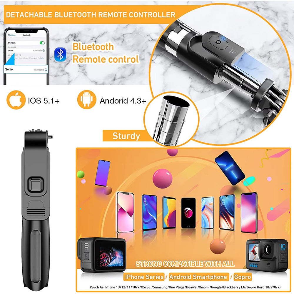 Selfie Stick Bluetooth Techsuit L02, Universal, Musta