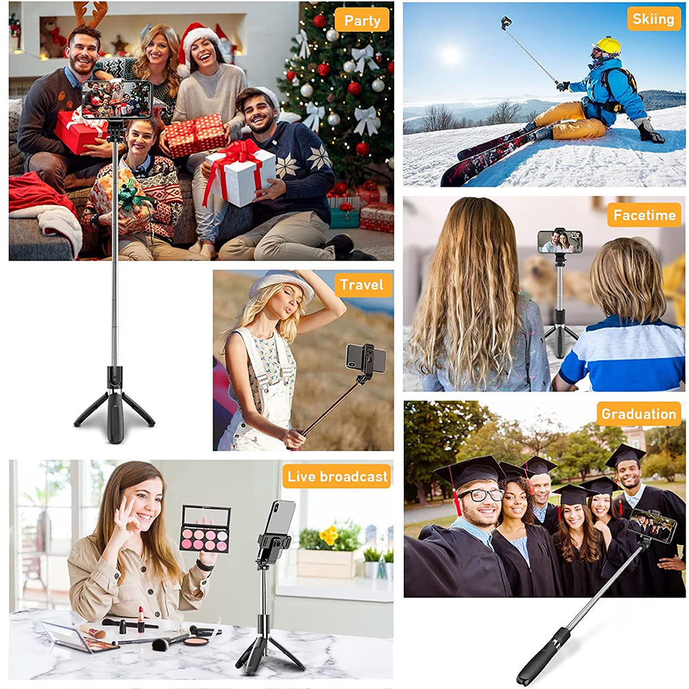 Selfie Stick Bluetooth Techsuit L02, Universal, Musta
